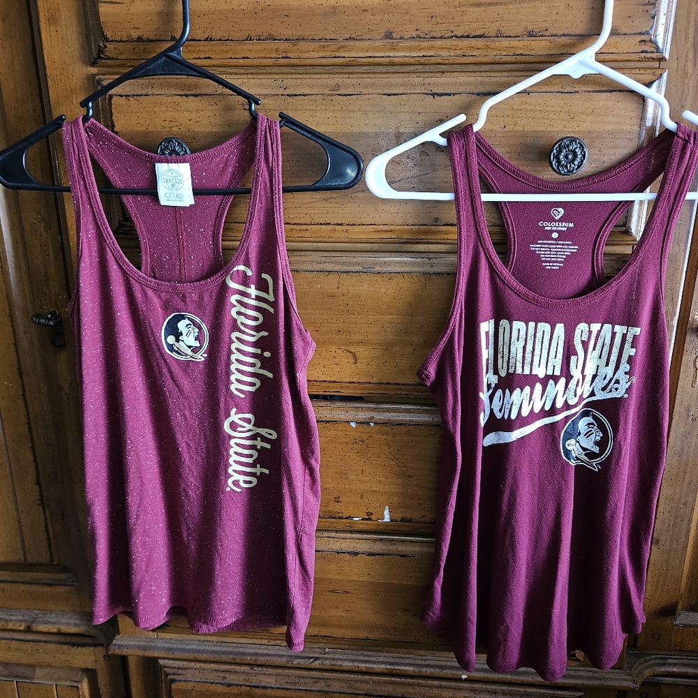 2 FSU RACERBACK TANKS sz SMALL + 2 FLANNELS sz SMALL